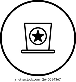 Minimalist Icon of a Top Hat with Star Symbol for Celebration or Patriotic Theme