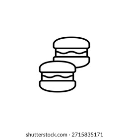 Ícone Minimalista Dois Macarons Contorno Doce Sobremesa Comida
