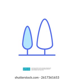 Minimalist Icon of Two Stylized Trees in Blue and Green Colors Representing Nature and Growth