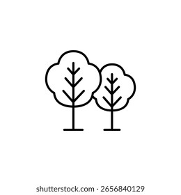 Minimalist Icon Of Two Trees With Rounded Crown And Simple Trunk