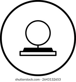 Minimalist icon of a vanity mirror within a circle, clean and modern design