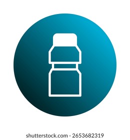Minimalist icon vector design showcasing medicine container on gradient blue circle background with modern presentation