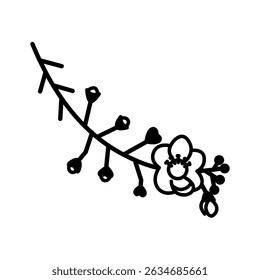 minimalist icon vector illustration of cannonball tree flower in doodle artline style. high resolution and editable perfect for symbol, logo, design element, sticker,  or poster