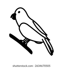 minimalist icon vector illustration of cockatoo bird or burung kakaktua in doodle artline style. high resolution and editable perfect for symbol, logo, design element, sticker,  or poster.