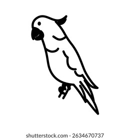 minimalist icon vector illustration of cockatoo bird or burung kakaktua in doodle artline style. high resolution and editable perfect for symbol, logo, design element, sticker,  or poster