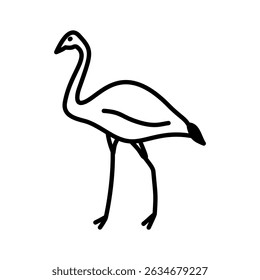 minimalist icon vector illustration of flamingo in doodle artline style. high resolution and editable perfect for symbol, logo, design element, sticker,  or poster