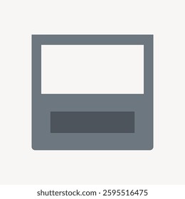 Minimalist icon of a vintage computer with a screen and keyboard. Simple computer design, vintage style, and retro computer elements. Vintage vector illustration.
