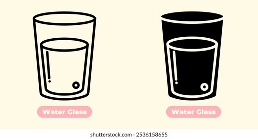 minimalist icon of a water glass, designed with smooth lines and a clean look.