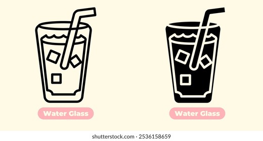 minimalist icon of a water glass, designed with smooth lines and a clean look.