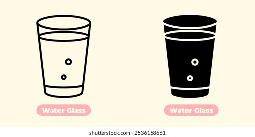 minimalist icon of a water glass, designed with smooth lines and a clean look.