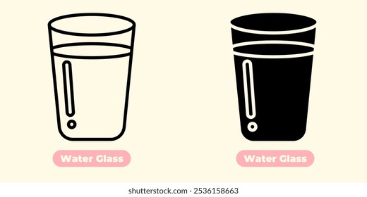 minimalist icon of a water glass, designed with smooth lines and a clean look.