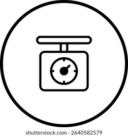 Minimalist Icon of Weighing Scale with Analog Display within a Circular Frame
