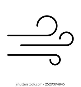 Ícone minimalista do vento, representando as condições climáticas, e meteorologia.