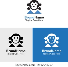 Minimalist Iconic Shape Monkey Logo Concept 
