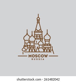 minimalist iconof Moscow Russia flat one line style