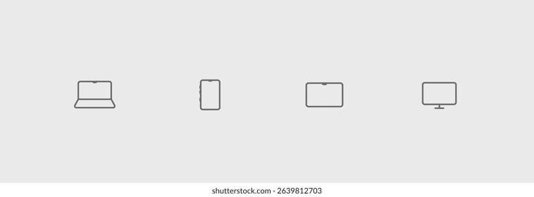 Minimalist icons style 4 laptop,hand phone,tablet,computer vector icons.