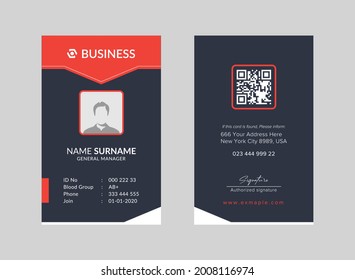 Minimalist ID Card design with an author photo place  office or employee Id Card for business or company
