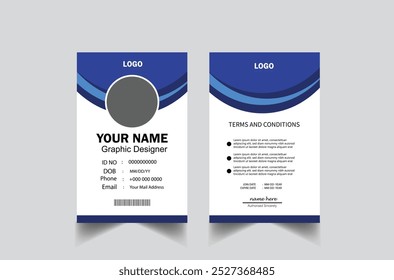 Minimalist ID card design template. Office ID card layout. Business identity card design.