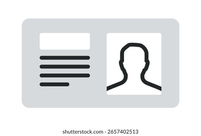 Minimalist ID card layout featuring a profile silhouette and text blocks, flat graphic style on white background. Concept of identification and personal data. Vector illustration