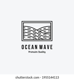 Minimalist Idea of Wave Logo Vector, Illustration Design of Line Art Ocean Logo
