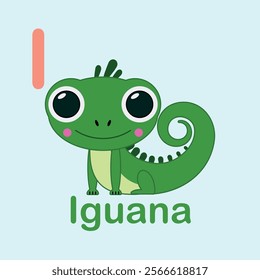 Minimalist Iguana Illustration for Kids Alphabet