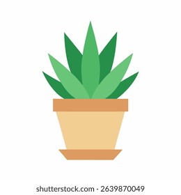 Minimalist illustration of an aloe vera plant in a pot. Simple, clean design ideal for various applications.