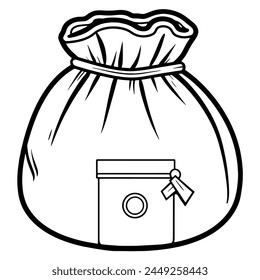 Minimalist illustration of an auction money bag icon, perfect for online bidding platforms.