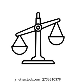 Minimalist illustration of a balance scale symbolizing fairness and equality in a simple black line art style on a white background.