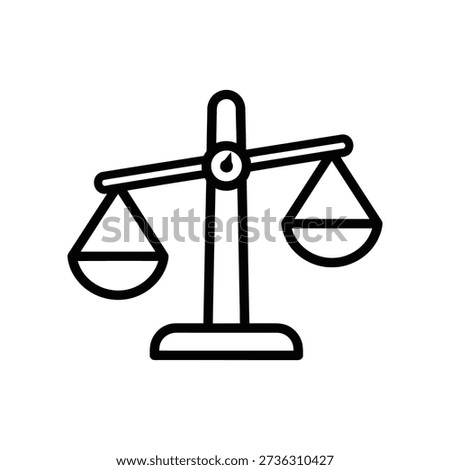 A minimalist illustration of a balance scale with two pans on either side, symbolizing equality and justice, set against a plain white background.
