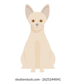 Minimalist illustration of a beige cat sitting and looking forward, isolated on a white background