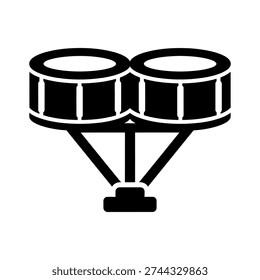 A minimalist illustration of bongo drums on a stand, perfect for music-related content.