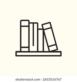 Ilustração minimalista de livros em uma prateleira, perfeita para conteúdo educacional, projetos de design, ou adicionando um toque de elegância acadêmica.