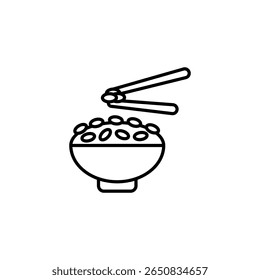 Ilustração Minimalista De Uma Tigela Com Contorno De Feijões E Hóstias