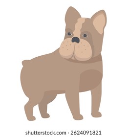 Minimalist illustration of a brown french bulldog standing and looking to the side