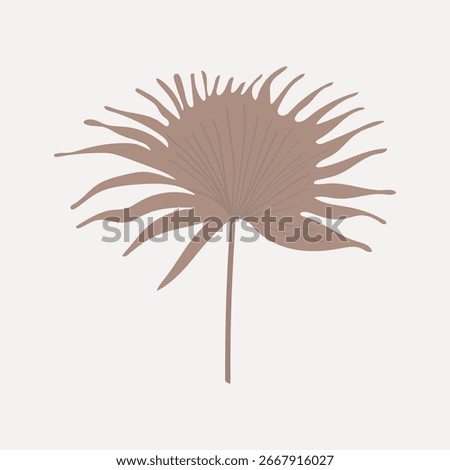 Minimalist illustration of a brown palm leaf. Palm leaf design with a simple, elegant style. Perfect for decor, prints, or tropical-themed projects. Botanical vector.