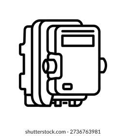 Minimalist illustration of a camera flash unit with a clean design and simple lines
