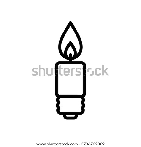 Minimalist illustration of a candle with a flame, symbolizing warmth and light.