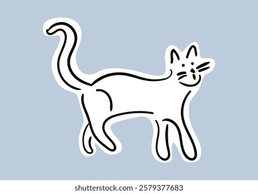 A minimalist illustration of a cat with simple black lines, creating a modern and clean look.