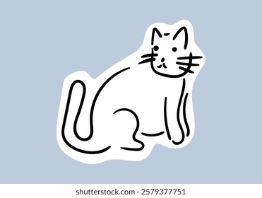 A minimalist illustration of a cat with simple black lines, creating a modern and clean look.