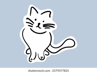 A minimalist illustration of a cat with simple black lines, creating a modern and clean look.