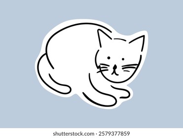 A minimalist illustration of a cat with simple black lines, creating a modern and clean look.