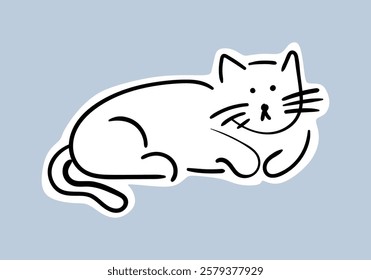 A minimalist illustration of a cat with simple black lines, creating a modern and clean look.