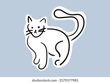 A minimalist illustration of a cat with simple black lines, creating a modern and clean look.