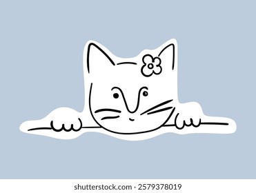 A minimalist illustration of a cat with simple black lines, creating a modern and clean look.