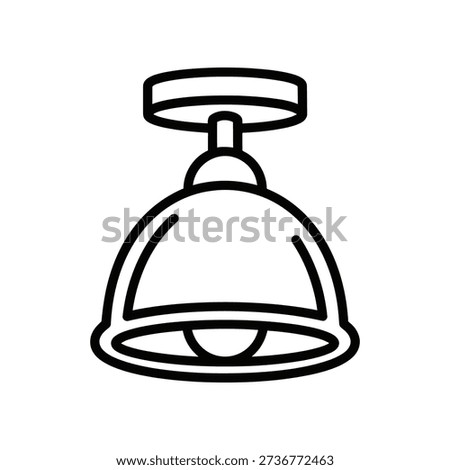 Minimalist illustration of a ceiling-mounted light fixture with a rounded shade and simple design elements.