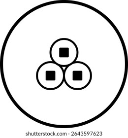 Minimalist illustration: Chinese coins icon symbolizing wealth and prosperity design