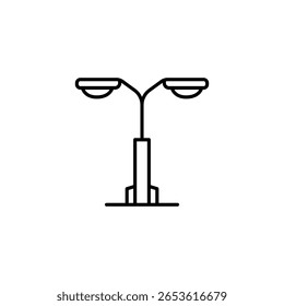 Minimalist Illustration Of A Classic Two Headed Street Light Icon