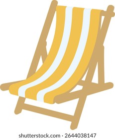 A minimalist illustration of a classic wooden beach chair. This versatile graphic can be used for travel brochures, summer promotions, or any design needing a touch of warmth and holiday spirit.