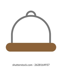 Minimalist illustration of a cloche food server for culinary presentations