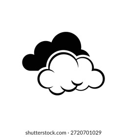 Una ilustración minimalista de una nube en blanco y negro, sobre un fondo liso. La nube se representa de una manera simple pero estilizada, lo que la hace adecuada para su uso como ícono de Clima o elemento de diseño.